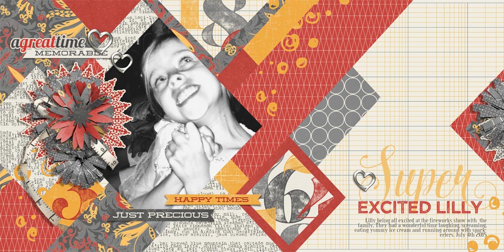 "Super Excited Lilly" digital scrapbooking layout by Brandy Murry
