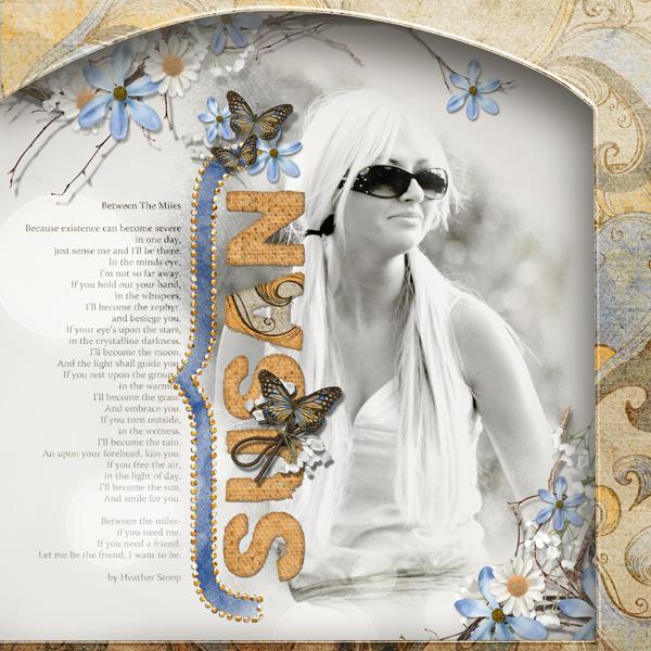 "Between the Miles layout by Brandy Murry. See below for links to all products used in this digital scrapbooking layout.
