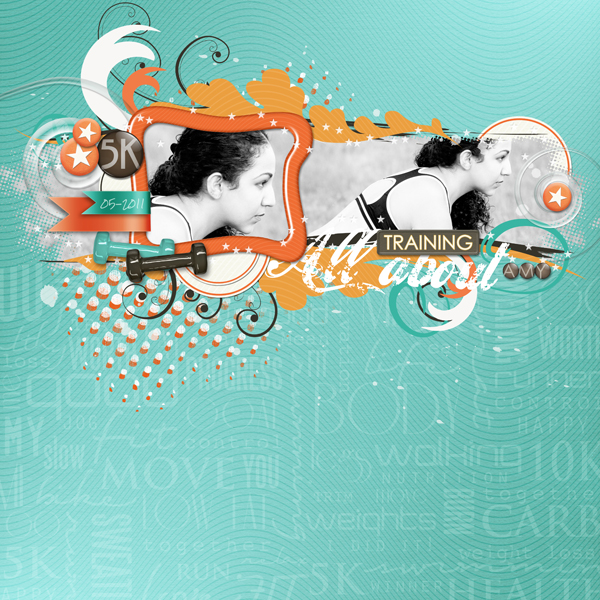5K Training layout by Brandy Murry. See below for links to all products used in this digital scrapbooking layout.