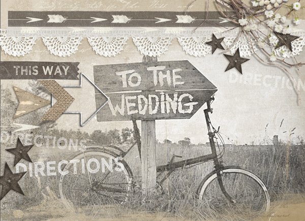 "Directions" digital scrapbooking wedding layout by Brandy Murry