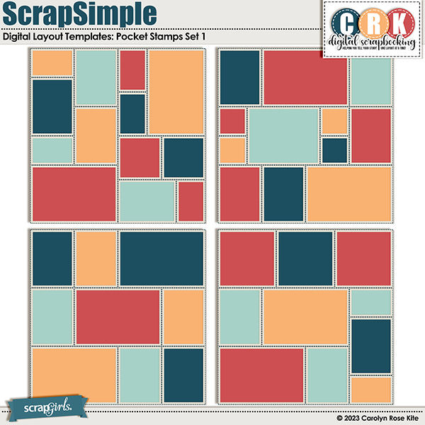 ScrapSimple Digital Layout Templates: Pocket Stamps Set 1 by CRK