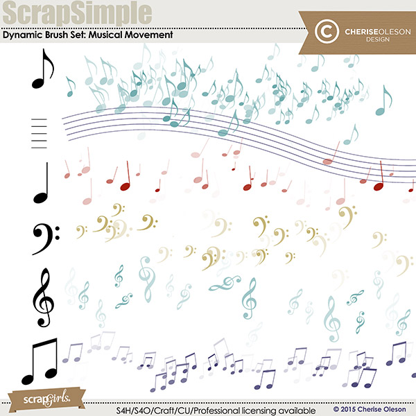 ScrapSimple Dynamic Brush Set: Musical Movement digital brush set by Cherise Oleson