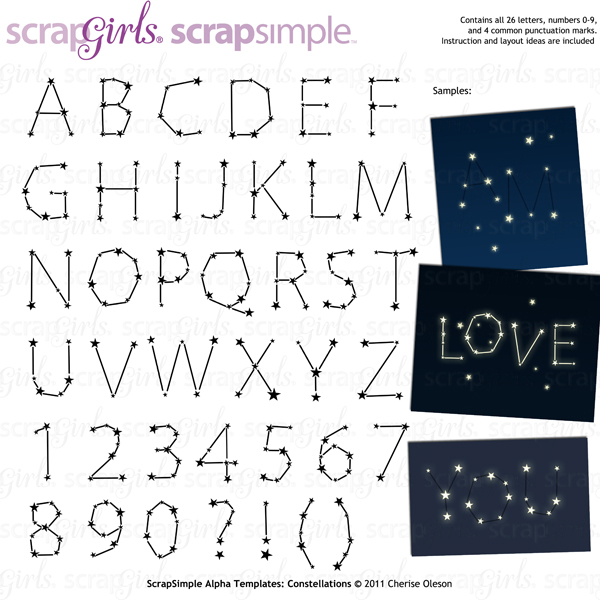 Also available: ScrapSimple Alpha Templates: Constellations