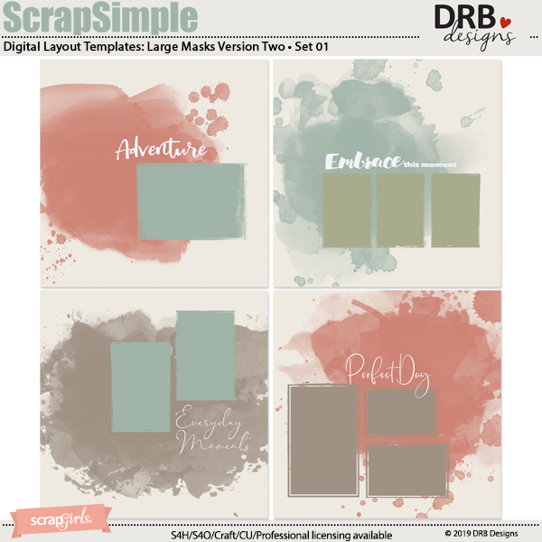 ScrapSimple Digital Layout Templates: Large Masks Vol. Two by DRB Designs | ScrapGirls.com