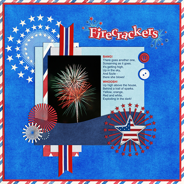 "Firecrackers" Digital Scrapbook Layout by Laura Louie
