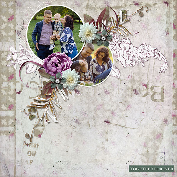 Tegether Forever layout using Be Creative Floral Embellishments