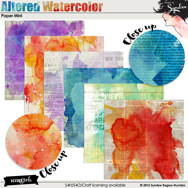 Altered Watercolor digital papers