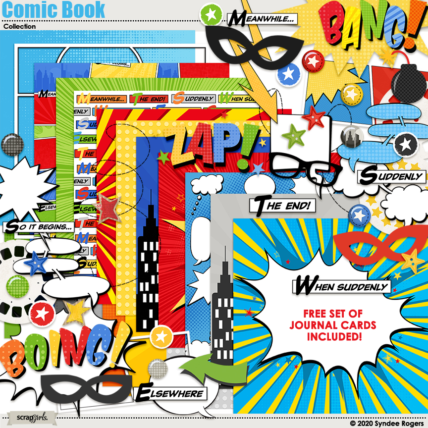 Digital Scrapbooking Kits, Comic Book Crazy Kit-(SNP), Entertainment,  Fantasy, Kid Fun