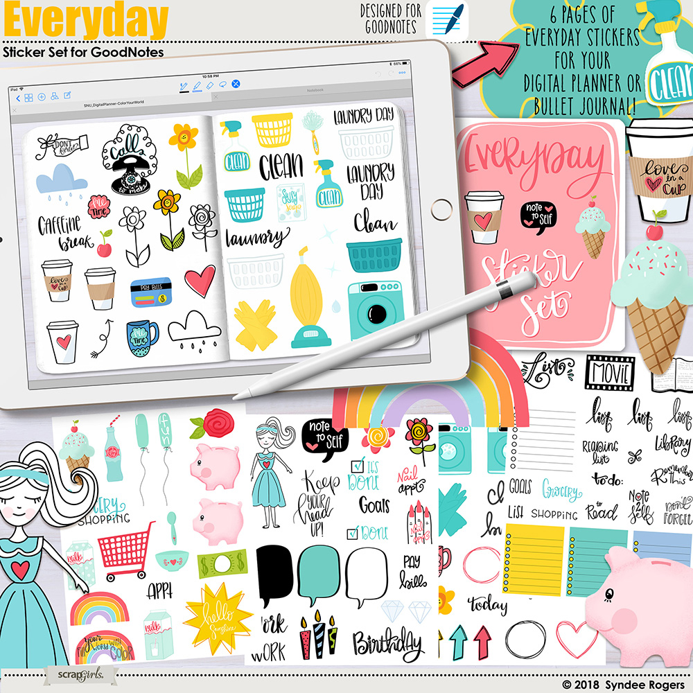 Everyday Digital Stickers for GoodNotes
