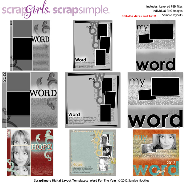 ScrapSimple Digital Layout Templates: Word For The Year