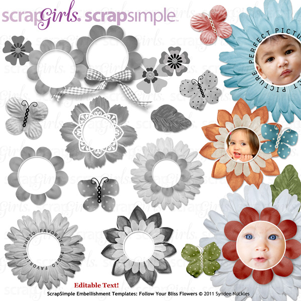 Also available: ScrapSimple Embellishment Templates: Follow Your Bliss Flowers