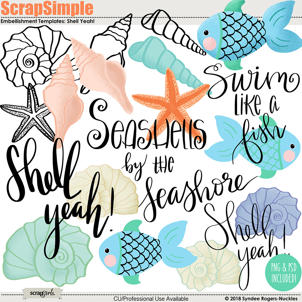 Shell Yeah Embellishment Templates and Clip art