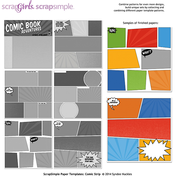 Digital scrapbooking kit ScrapSimple Paper Templates: Comic Book, by Syndee  Nuckles at ScrapGirls.com