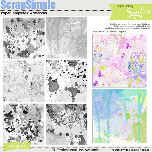 ScrapSimple Paper Templates: Watercolor Wonderful - Commercial License