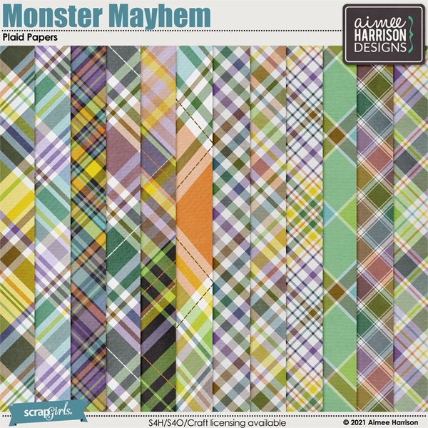 Monster Mayhem Plaid Papers