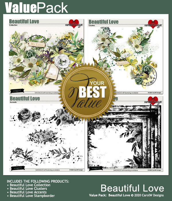 ScrapSimple Digital Layout Collection:Beautiful Love