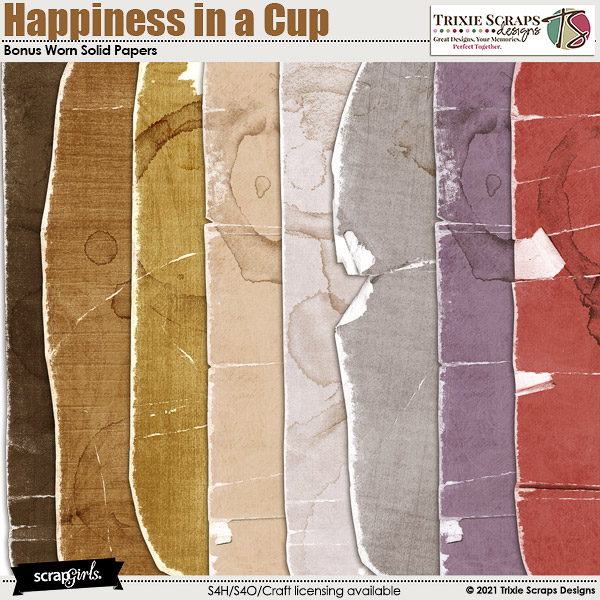 Happiness in a Cup Worn Papers by Trixie Scraps