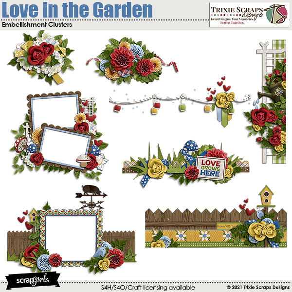 Love in the Garden Clusters Trixie Scraps