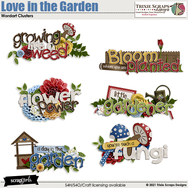 Love in the Garden Wordart Trixie Scraps